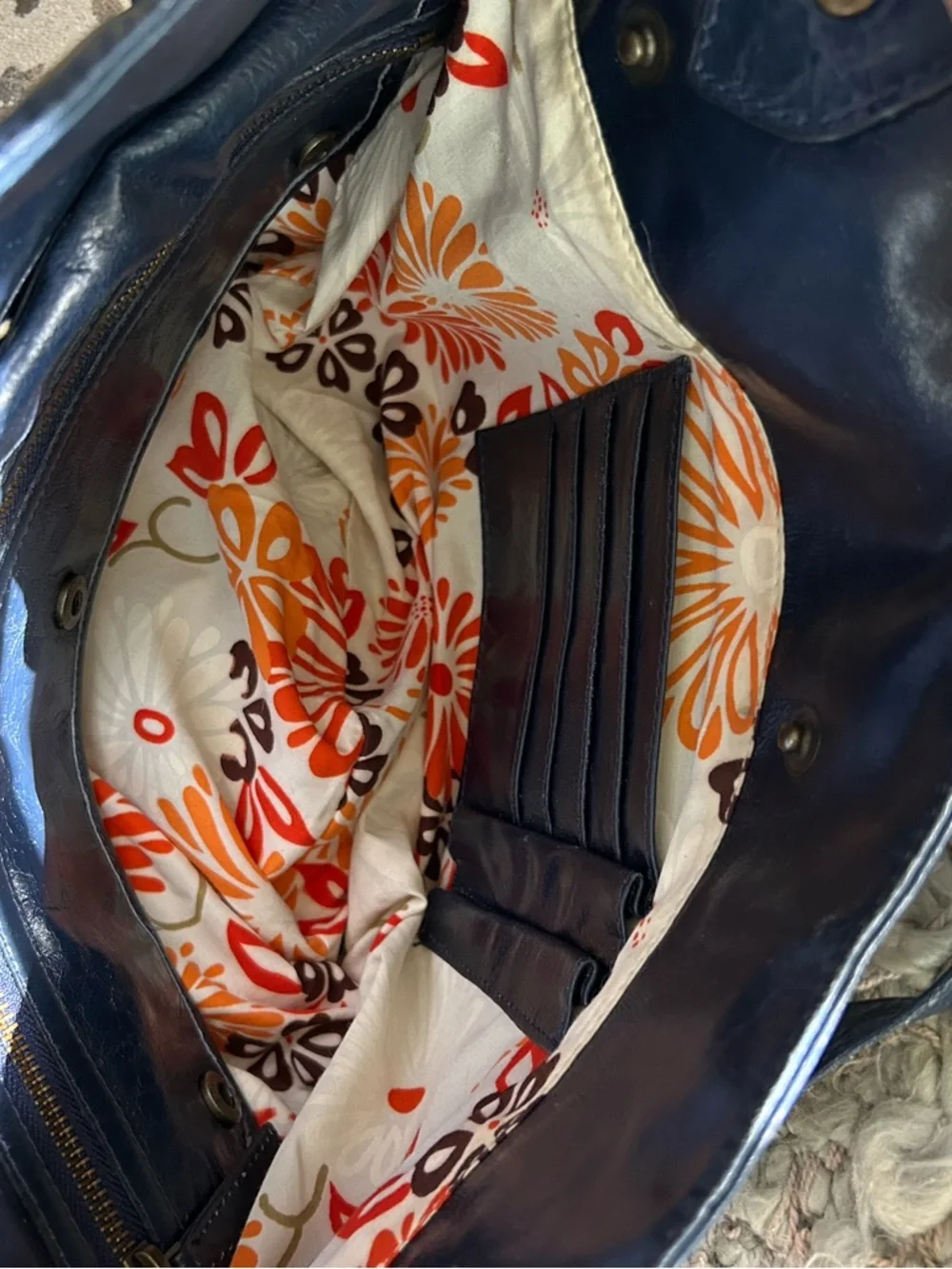 Latigo Navy Leather Tote Bag